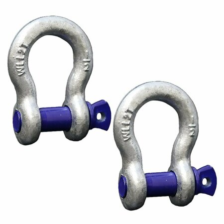 BOXER TOOLS Forged Anchor Shackle 1/2-in. Heavy Duty Forged Steel - Load Capacity up to 2 Ton, 2PK FH409-12-2